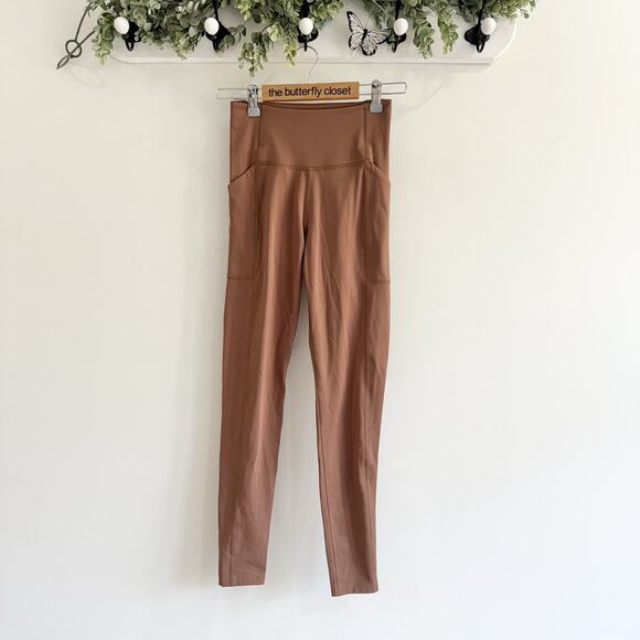 girlfriend collective Brown High Waisted Full Length Leggings Small 4-5016 - Picture 1 of 4